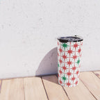 Atomic Age 1950s Retro Vintage Mid-Century Starburst Pattern in Christmas Red Green White Travel Mug Gallery Image 4