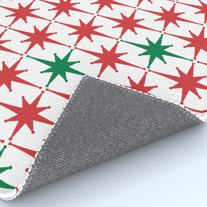 Atomic Age 1950s Retro Vintage Mid-Century Starburst Pattern in Christmas Red Green White Rug Gallery Image 4