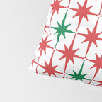 Atomic Age 1950s Retro Vintage Mid-Century Starburst Pattern in Christmas Red Green White Pillow Sham Gallery Image 4