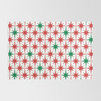 Atomic Age 1950s Retro Vintage Mid-Century Starburst Pattern in Christmas Red Green White Rug Gallery Image 2
