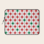 Atomic Age 1950s Retro Vintage Mid-Century Starburst Pattern in Christmas Red Green White Laptop Sleeve Gallery Image 1