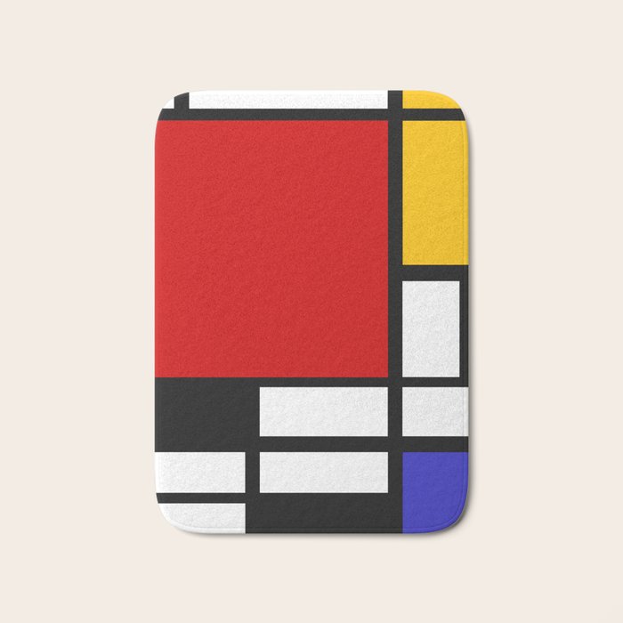 Piet Mondrian - Composition with Red, Yellow, and Blue 1942 Artwork Bath Mat Gallery Image 1