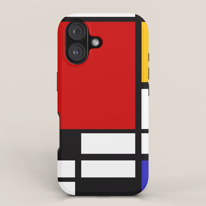 Piet Mondrian - Composition with Red, Yellow, and Blue 1942 Artwork iPhone Case Gallery Image 1