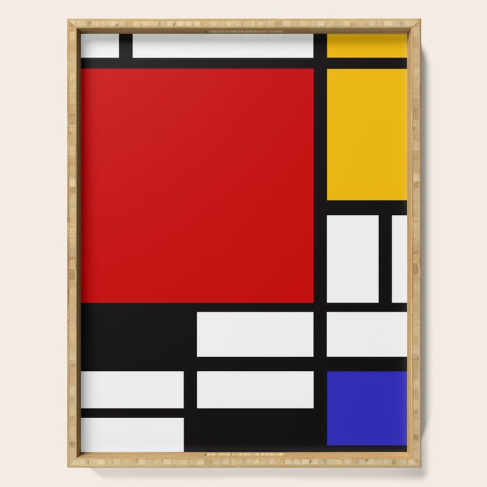Piet Mondrian - Composition with Red, Yellow, and Blue 1942 Artwork Serving Tray Gallery Image 1