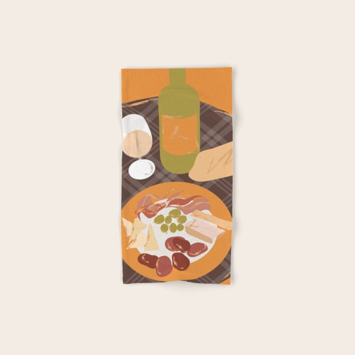Charcuterie, Wine and Baguette Bath Towel Gallery Image 1