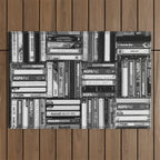 Music Cassette Stacks - Black and White - Something Nostalgic IV #decor #society6 #buyart Outdoor Rug Gallery Image 1