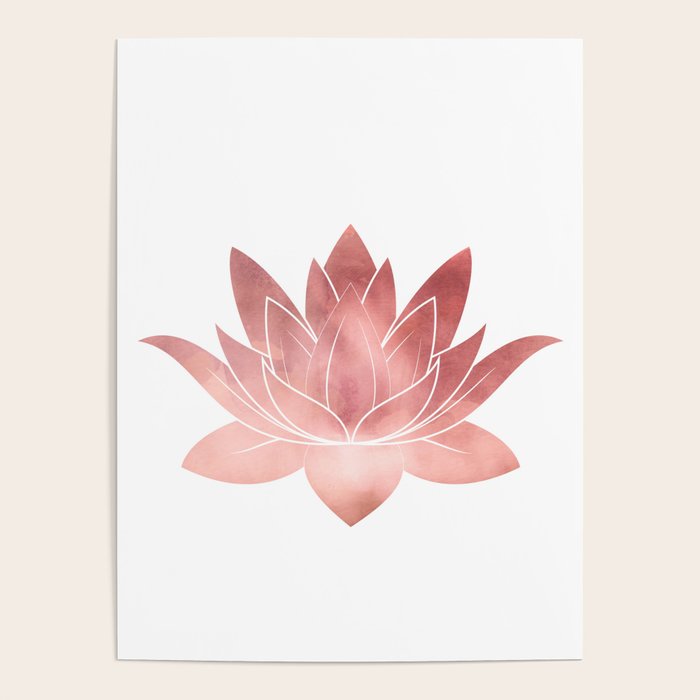 Pink Lotus Flower | Watercolor Texture Poster Gallery Image 1