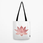 Pink Lotus Flower | Watercolor Texture Tote Bag Gallery Image 2
