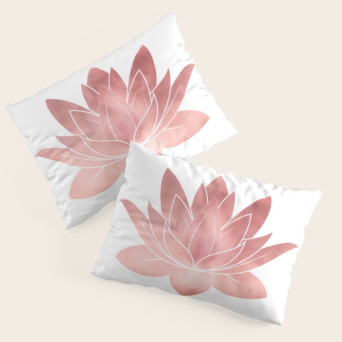 Pink Lotus Flower | Watercolor Texture Pillow Sham Gallery Image 1