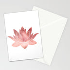 Pink Lotus Flower | Watercolor Texture Stationery Card Gallery Image 2