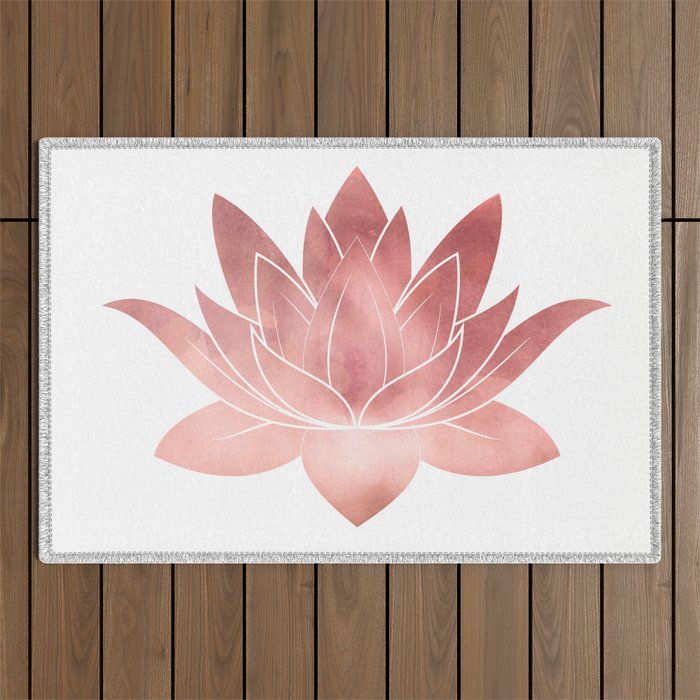 Pink Lotus Flower | Watercolor Texture Outdoor Rug Gallery Image 1