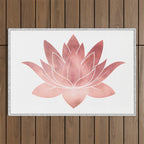 Pink Lotus Flower | Watercolor Texture Outdoor Rug Gallery Image 1