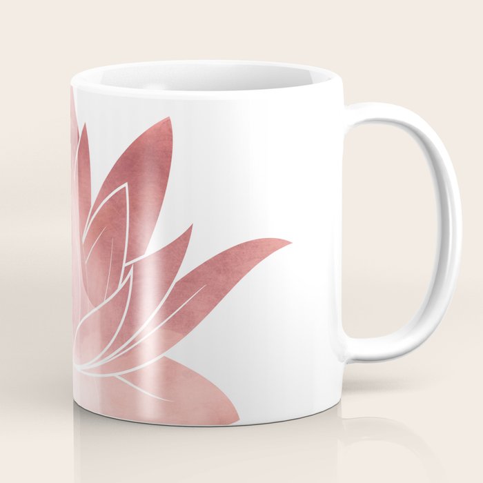Pink Lotus Flower | Watercolor Texture Coffee Mug Gallery Image 1