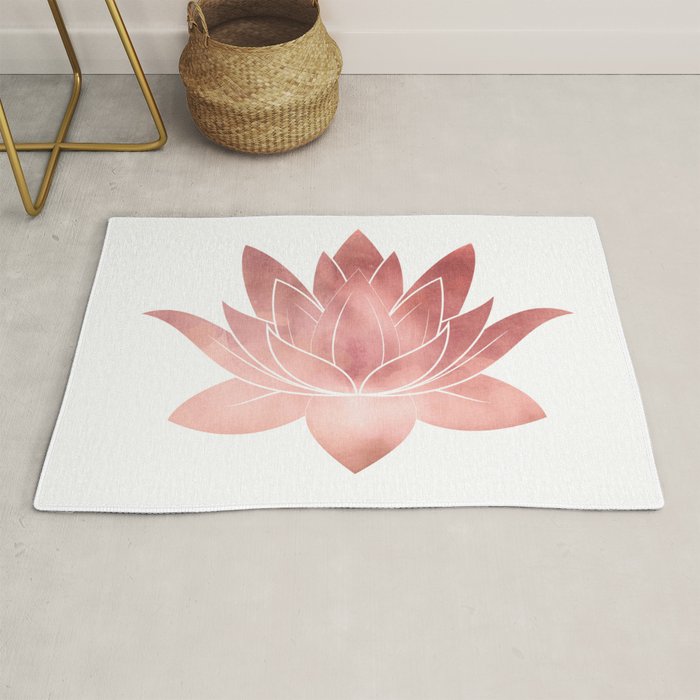 Pink Lotus Flower | Watercolor Texture Rug Gallery Image 1