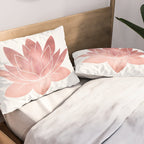 Pink Lotus Flower | Watercolor Texture Pillow Sham Gallery Image 2