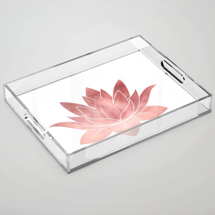 Pink Lotus Flower | Watercolor Texture Acrylic Tray Gallery Image 1