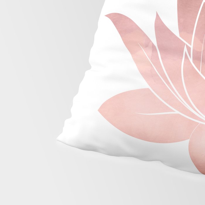 Pink Lotus Flower | Watercolor Texture Pillow Sham Gallery Image 4