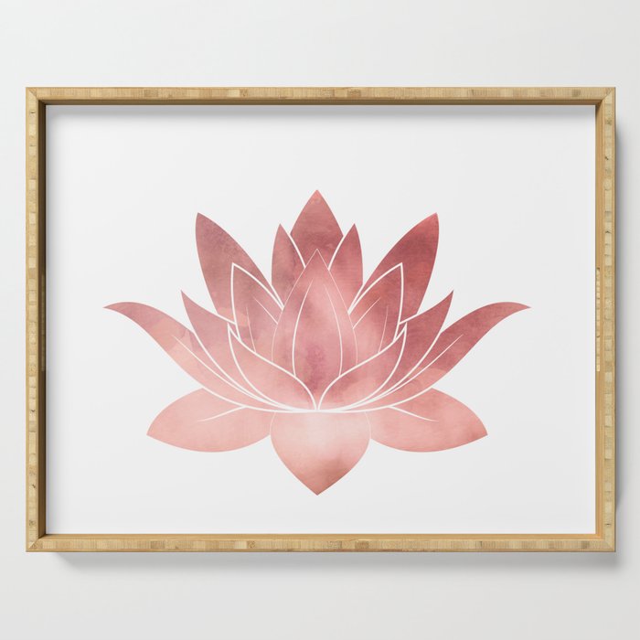 Pink Lotus Flower | Watercolor Texture Serving Tray Gallery Image 1