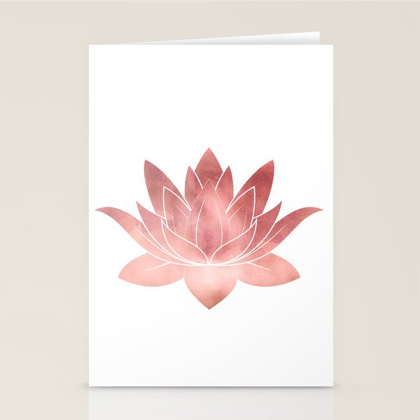Pink Lotus Flower | Watercolor Texture Stationery Card Gallery Image 1