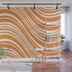 Wavy Stripes XLVI - Retro Orange Wall Mural Gallery Image 1