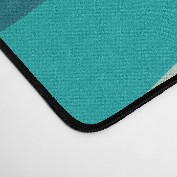 Wavy Loops Retro Abstract Pattern Teal Turquoise Orange Aqua Desk Mat Gallery Image 4