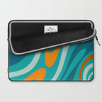 Wavy Loops Retro Abstract Pattern Teal Turquoise Orange Aqua Laptop Sleeve Gallery Image 2
