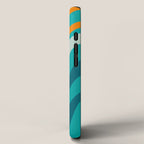 Wavy Loops Retro Abstract Pattern Teal Turquoise Orange Aqua iPhone Case Gallery Image 2