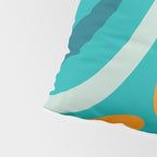 Wavy Loops Retro Abstract Pattern Teal Turquoise Orange Aqua Pillow Sham Gallery Image 4