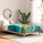 Wavy Loops Retro Abstract Pattern Teal Turquoise Orange Aqua Comforter Gallery Image 2