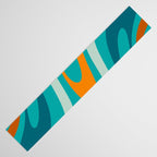 Wavy Loops Retro Abstract Pattern Teal Turquoise Orange Aqua Table Runner Gallery Image 3