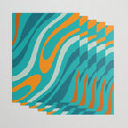 Wavy Loops Retro Abstract Pattern Teal Turquoise Orange Aqua Wrapping Paper Gallery Image 3