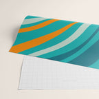 Wavy Loops Retro Abstract Pattern Teal Turquoise Orange Aqua Wrapping Paper Gallery Image 2