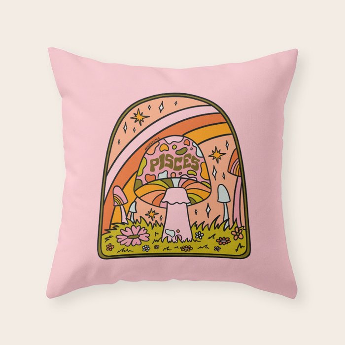 Pisces Mushroom Throw Pillow Gallery Image 1