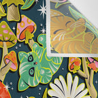 Kittens & Shrooms - Electric on Navy Wall Tapestry Gallery Image 3