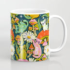 Kittens & Shrooms - Electric on Navy Coffee Mug Gallery Image 1