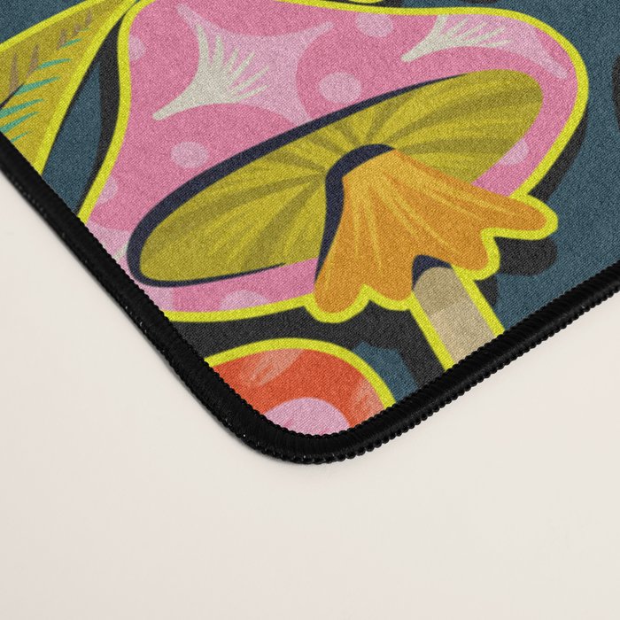 Kittens & Shrooms - Electric on Navy Desk Mat Gallery Image 4