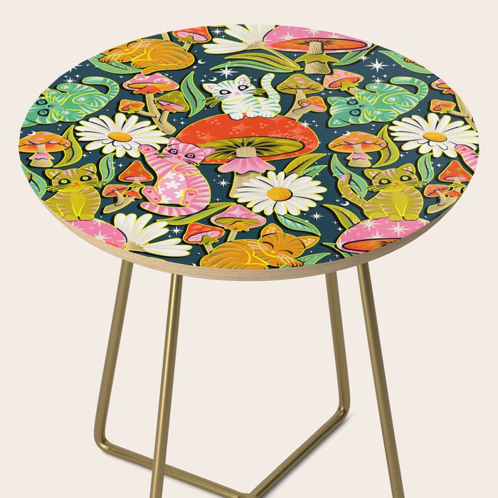 Kittens & Shrooms - Electric on Navy Side Table Gallery Image 2