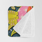 Kittens & Shrooms - Electric on Navy Throw Blanket Gallery Image 3