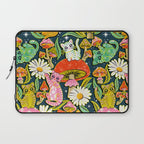 Kittens & Shrooms - Electric on Navy Laptop Sleeve Gallery Image 1