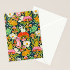 Kittens & Shrooms - Electric on Navy Stationery Card Gallery Image 2