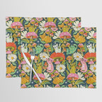 Kittens & Shrooms - Electric on Navy Placemat Gallery Image 1