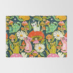 Kittens & Shrooms - Electric on Navy Rug Gallery Image 2