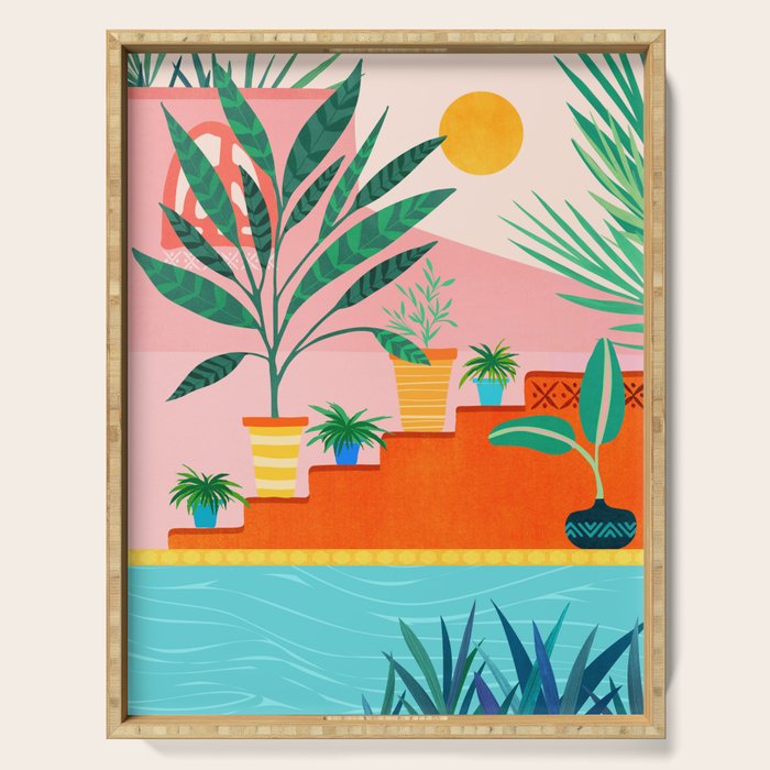 Costa Rica Poolside Landscape Serving Tray Gallery Image 1