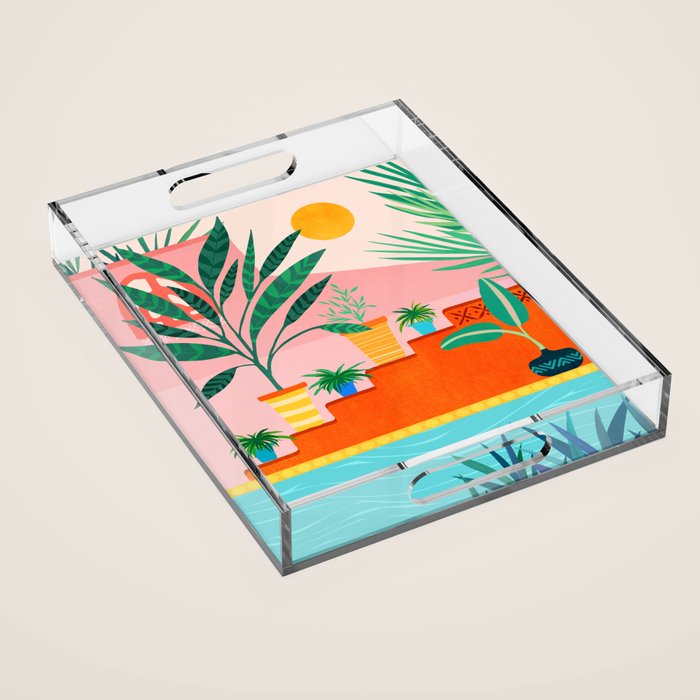 Costa Rica Poolside Landscape Acrylic Tray Gallery Image 1