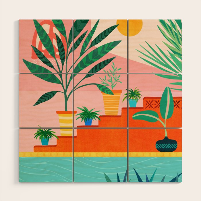 Costa Rica Poolside Landscape Wood Wall Art Gallery Image 1