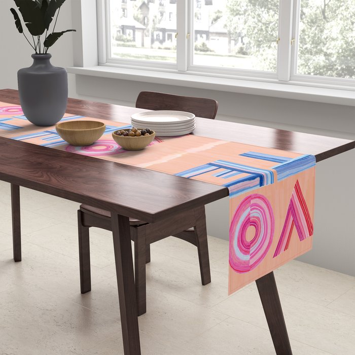 Vote Hand Lettering on Peach Watercolor Background Table Runner Gallery Image 2