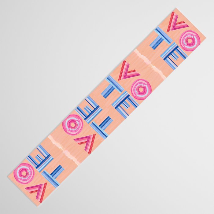 Vote Hand Lettering on Peach Watercolor Background Table Runner Gallery Image 3