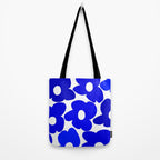 Large Blue Retro Flowers White Background Fresh Blue And White  #decor #society6 #buyart Tote Bag Gallery Image 2