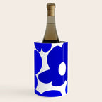 Large Blue Retro Flowers White Background Fresh Blue And White  #decor #society6 #buyart Wine Chiller Gallery Image 3