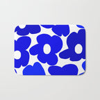 Large Blue Retro Flowers White Background Fresh Blue And White  #decor #society6 #buyart Bath Mat Gallery Image 1
